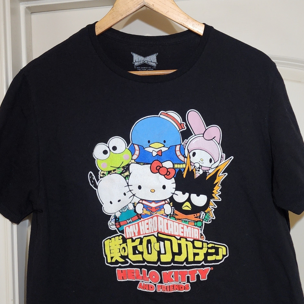 My Hero Academia x‎ Hello Kitty Graphic T Shirt Size L Sanrio Anime Black